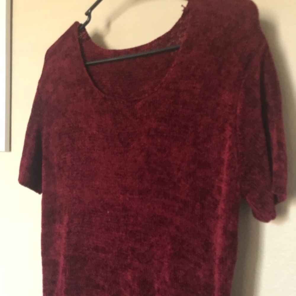Deep red velvet top
